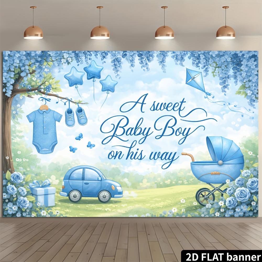 Two-dimensional plane party banner background - Fresh blues and country theme, suitable for various celebration scenarios
