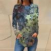 T-shirt da Donna Estiva a Manica Lunga con Stampa 3D Moda Versatile Traspirante Tendenza Casual