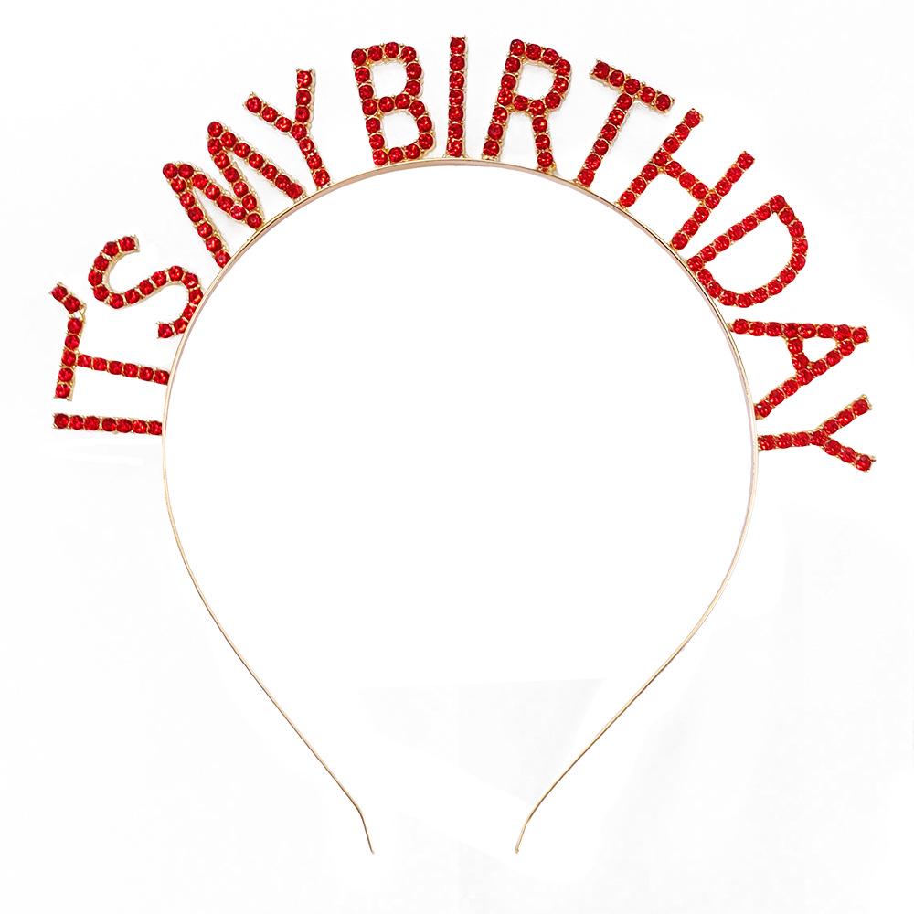 Women's Rhinestone Birthday Crown Headband - Crystal Letter Design