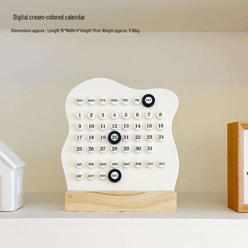 Ring-Shaped Wooden Office Desk Ornament – 2025 Monthly Calendar with Simple Design