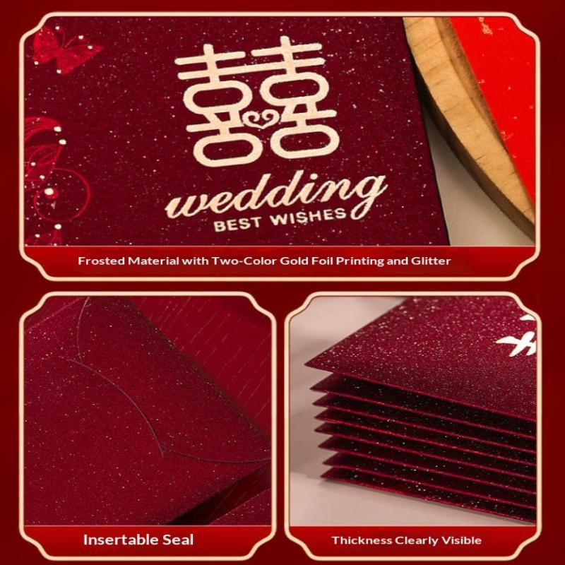 6Pcs Wedding Red Envelopes Chinese Year Decoration Wedding Guests Gift Bags Spring Festival Lucky Money Pockets Hong Bao