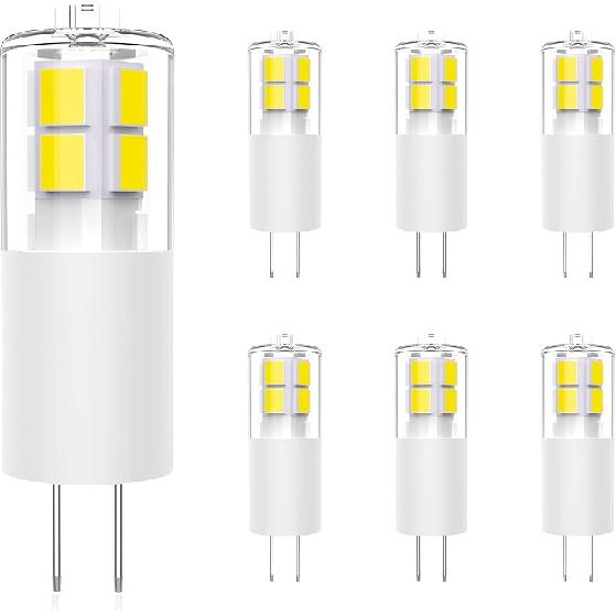 G4 LED Bulb 12V 3W Warm White - 6-Pack, Low Voltage Landscape Light Bulbs, JC Bi-Pin Base, Energy-Efficient 20W to 30W Halogen Replacement
