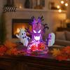 Creative Gothic Style Night Lamp Animated Seesaw Ghost Light USB Powered 3D Cute LED Small Light for Hallway with Spooky Tree And Pumpkin Design,