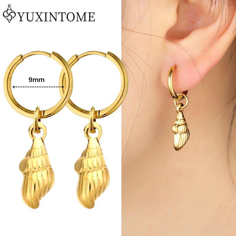 YUXINTOME 925 Silver Ear Needle Zircon Hoop gold Earrings For Women Square Plate Pendant Cutout Heart Earrings Fashion Jewelry