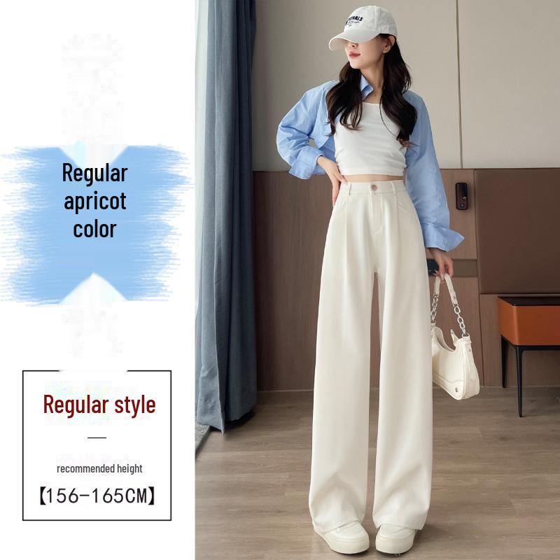 2024 Autumn Wide-Leg Angora Red High-Waist Casual Pants for Women