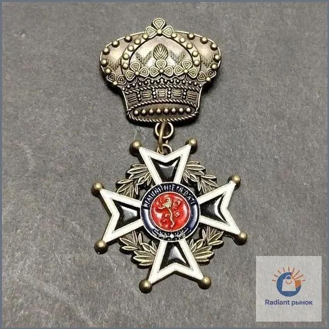 The collection badge with the cross of the Prussian Empire, made of metal in vintage style, is a high-quality military souvenir on a pin.