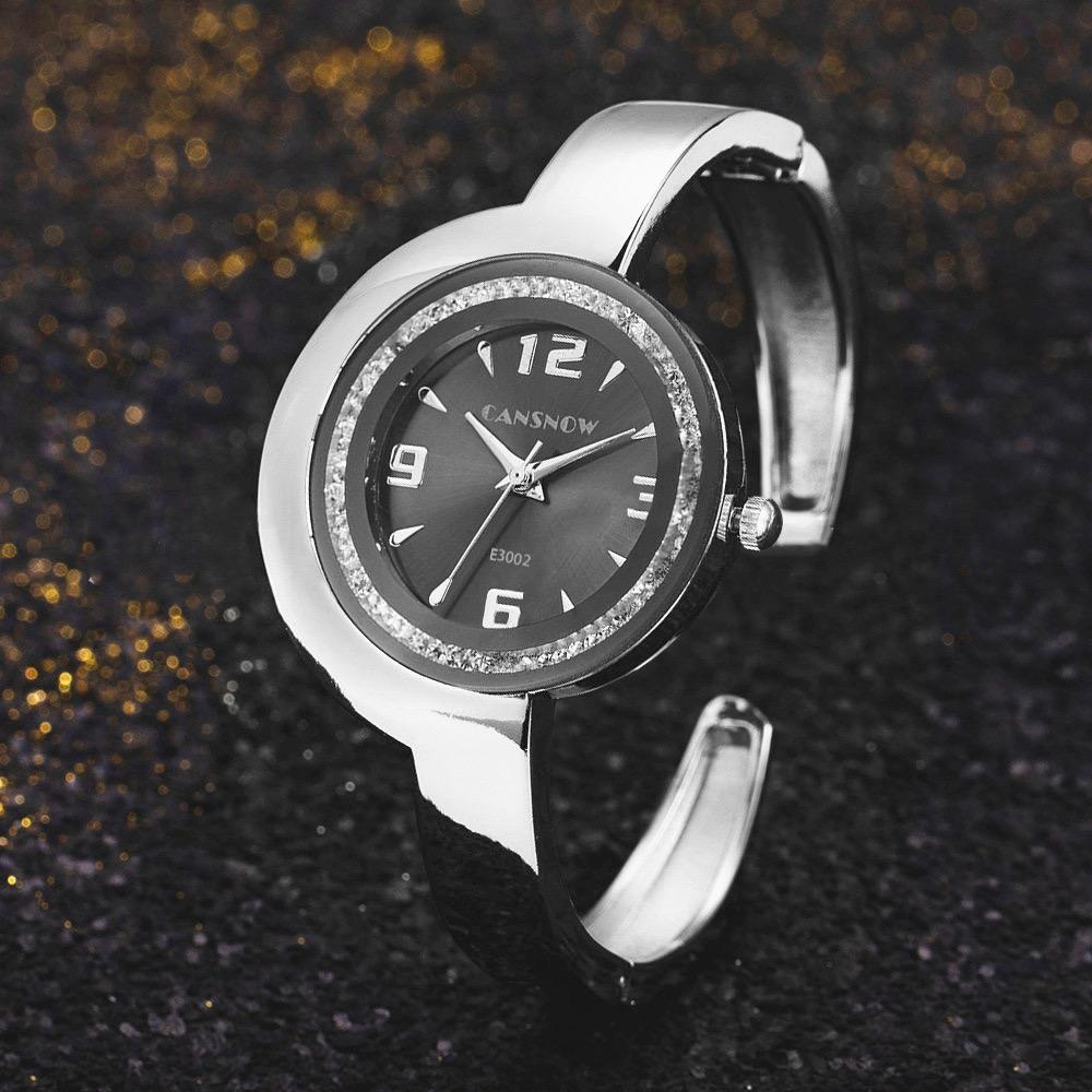 

Новий жіночий годинник-браслет CANSNOW з корпусом рожевого золота та сяючими кристалами, жіночий кварцовий годинник, креативний модний жіночий наручний годинник для сукні чорний/срібний