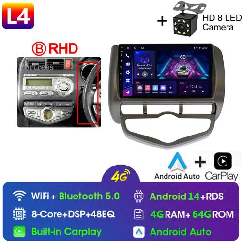 Android 14 Radio For Honda JAZZ City 2002 2003 2004 2005-2007 Car Stereo Multimedia Player Carplay Auto GPS Navigation 2DIN DSP