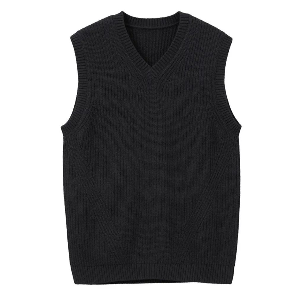 Men's Sleeveless Sweater College Style Vest V-Neck Fashion Waistcoat Sweater Vest