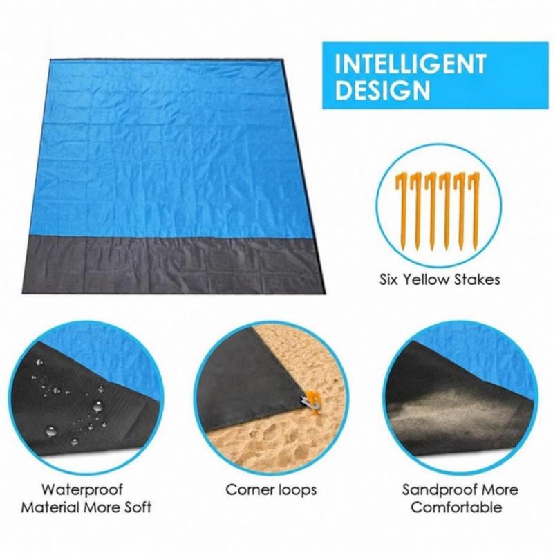 200X210Cm Pocket Picnic Waterproof Beach Mat Sand Free Blanket Camping Outdoor Picknick Tent Folding Cover Bedding