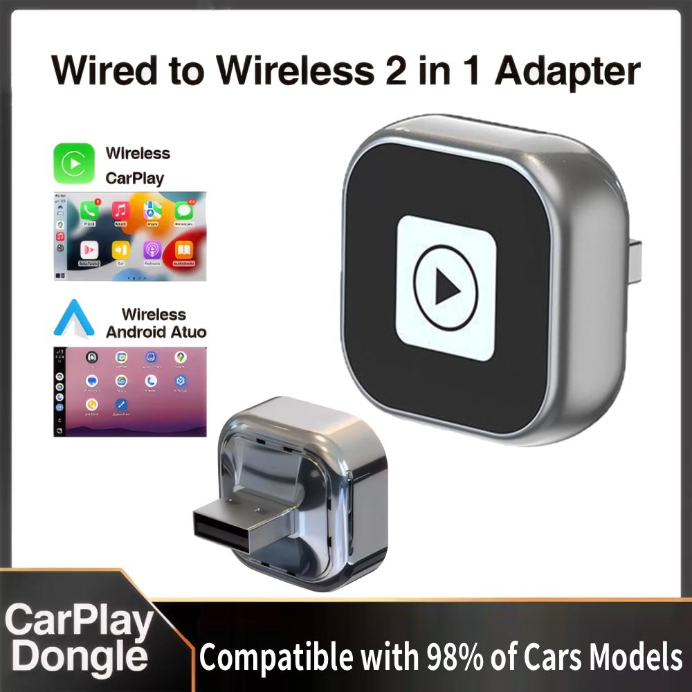 2 in 1 Wireless CarPlay Dongle Wireless Android Auto Adapter AI Smart Box For Car With Wired CarPlay Car Intelligent Systems