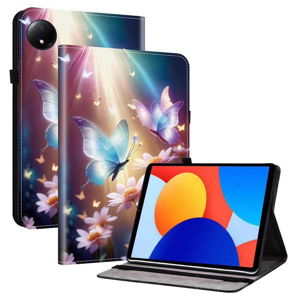 Für Xiaomi Redmi Pad SE 4G 8,7 Zoll Lederhülle Muster bedruckt Ständer Tablet-Hülle mit Kartenfächern
