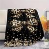 1Pc Leopard Bow Print Flannel Blanket, High quality Comfortable for All Seasons, Home Decor, Warmth and Comfort, Perfect for Gifts