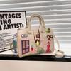 Women's Fashionable Vintage Mexican Style Messenger Bag, Large Capacity Handheld Boston Bucket Bag