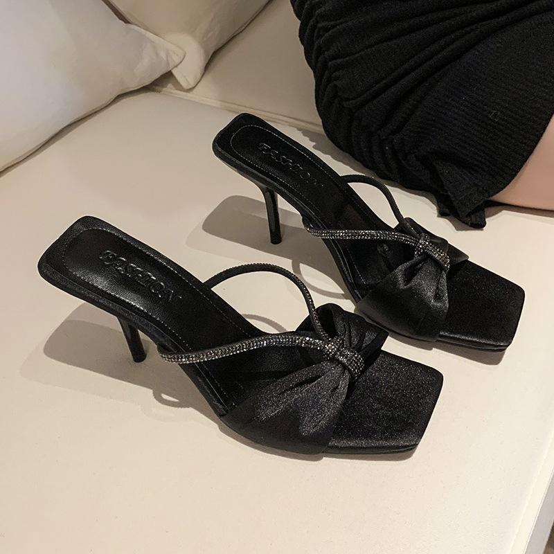 Silk Sandals for Women In the Summer of 2026 Butterfly Condensation Toe High Heels for Wearing Outside Cool Slippers