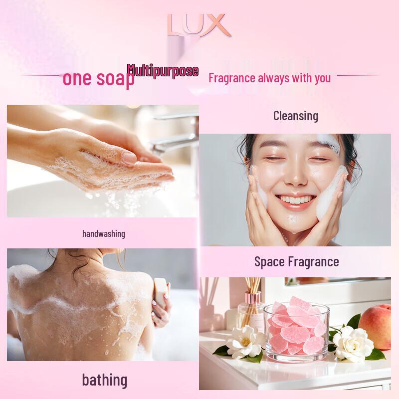 LUX Beauty Fragrance Soap 3-Pack with Bath Pouf