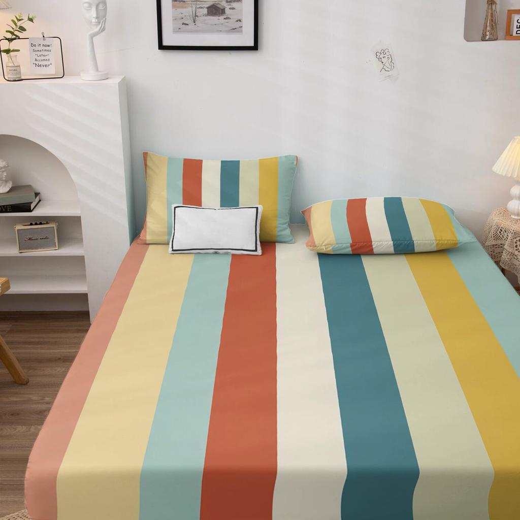Einfaches gestreiftes Muster Matratze Dreiteiliges Digitaldruck Matratzen Bettwäscheset Erwachsene Kinder