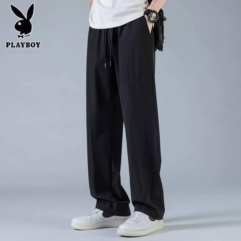 PLAYBOY Men's Summer Ice Silk Quick-Dry Casual Pants