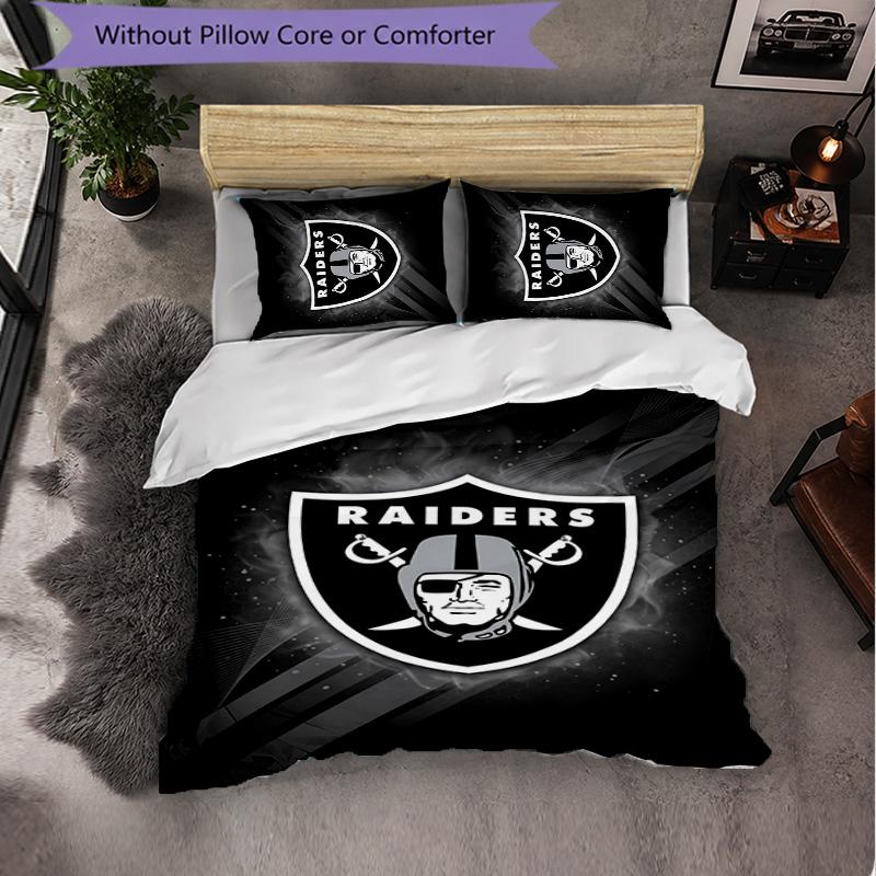 Set Biancheria da Letto 3 Pezzi in Microfibra con Motivo Las Vegas Raiders Decorazione Copripiumino per Camera da Letto Uso Domestico