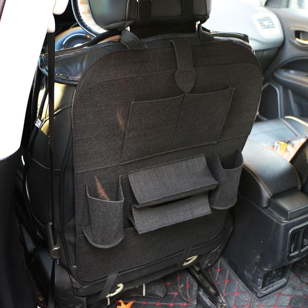 Car Seat Back Organizer Woolen Universal Backseat Hanging Storage Bag Protector Auto Cup Mobile Phone Tissue Pockets Holder