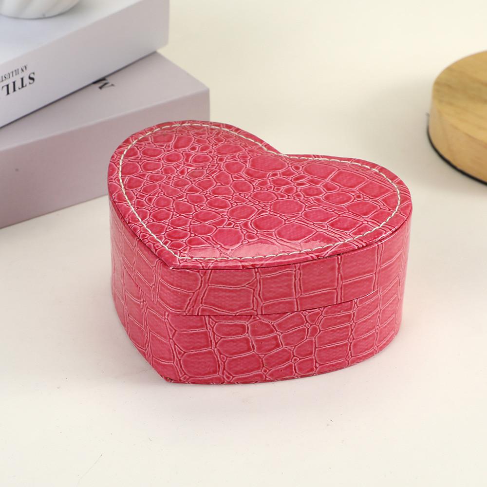 Leather Heart Jewelry Organizer With Flip Lid For Gift Weddings Travel
