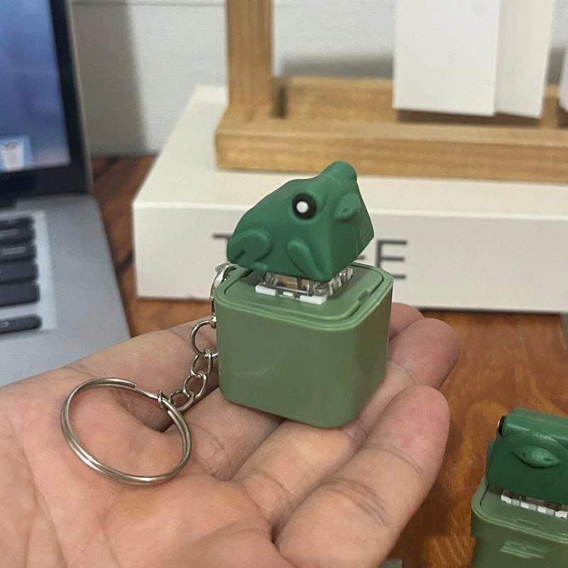 Funny Rechargeable Croaking Frog Keychain Duck Fidget Toy for Students Office Desktop Anxiety Relief Use
