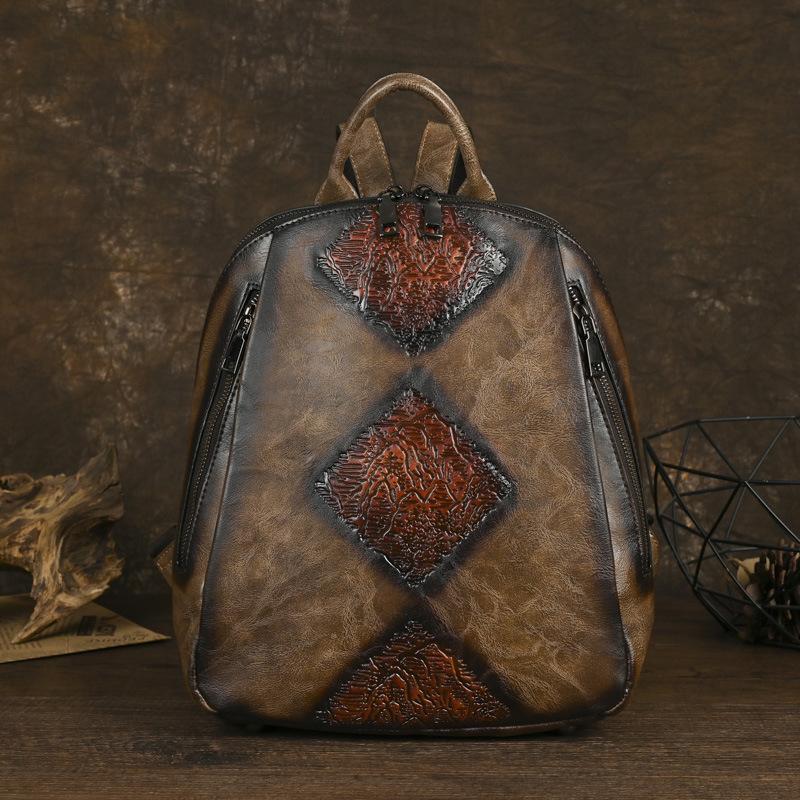 

Женский ретро-рюкзак Johnature, многофункциональный, большой емкости, рельефные дорожные рюкзаки коричневый