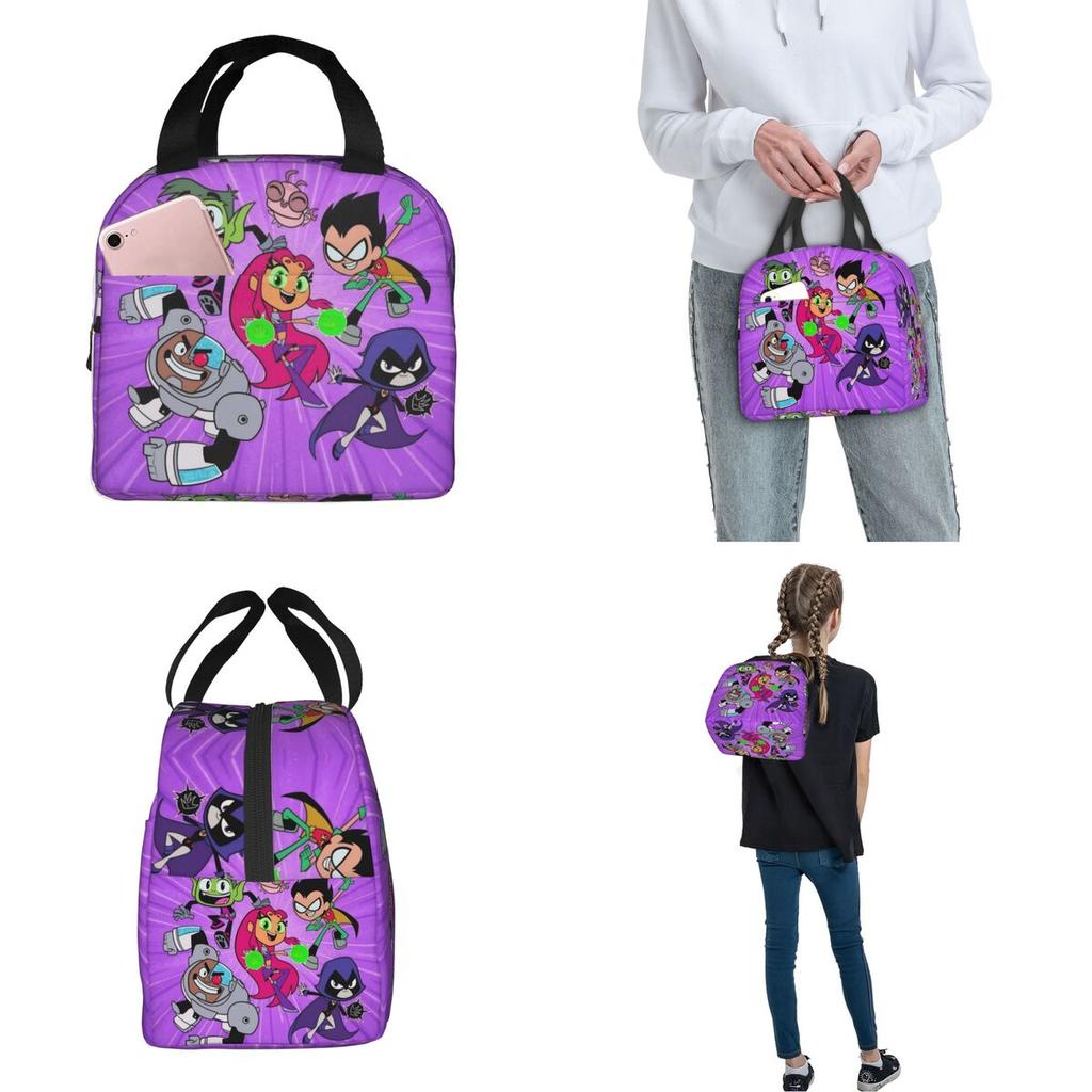 Teens Titans Go Beast Boy Thermal Insulated Lunch Bag for School Reusable Food Bag Cooler Thermal Lunch Boxes