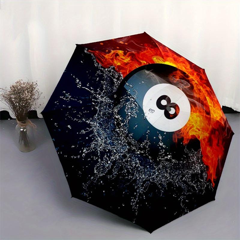 Flame & Water: The Ultimate Billiard Ball ArtworkUmbrella, Portable 3-Fold Umbrella for Men & Women,Christmas Gift ES159