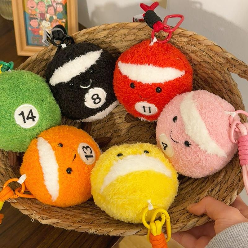 Cartoon Simulation Small Billiard Ball Pendant Ball Plush Toy Bag Doll Keychain Hanging Desktop Ornament