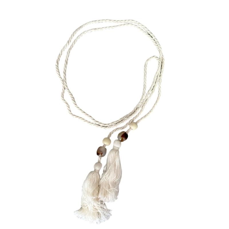 

Handwoven Woven Tassels Belt For Women Natural Fiber Adjustable Waist Wrap Waistband Accessory абрикосовий