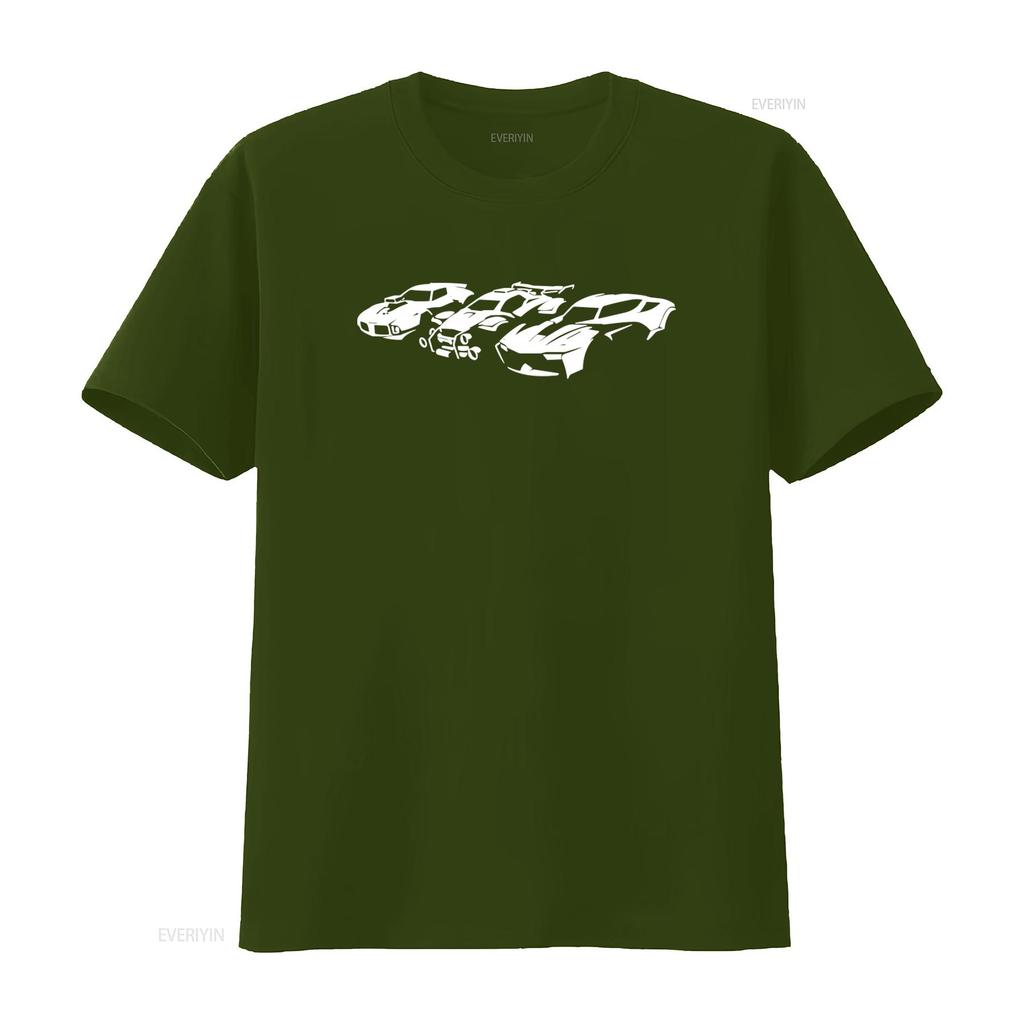 Camiseta Stylish para Hombre de Rocket League Fresco Estampado Blanco con Diseño de Triple Imagen de Coche vintage Lavada Suave hombre Versátil