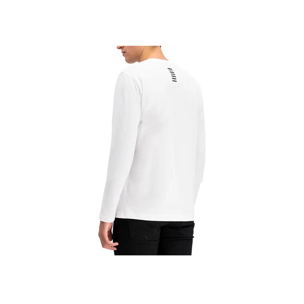 Emporio Armani Ea7 Series Solid Color Letter Print Crew Neck Long Sleeve T-Shirt Men Tops White 6GPT40-PJ2AZ-1100