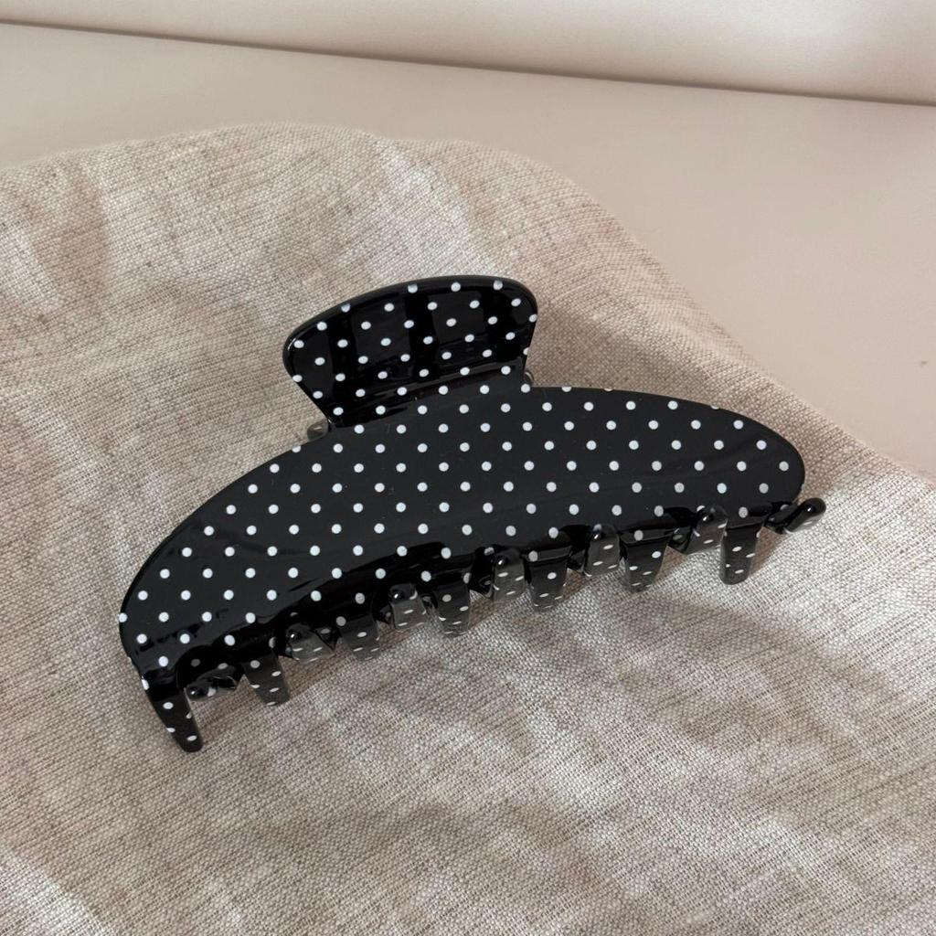 Korean Retro Polka Dot Fan-Shaped Acetate Hair Claw Clip