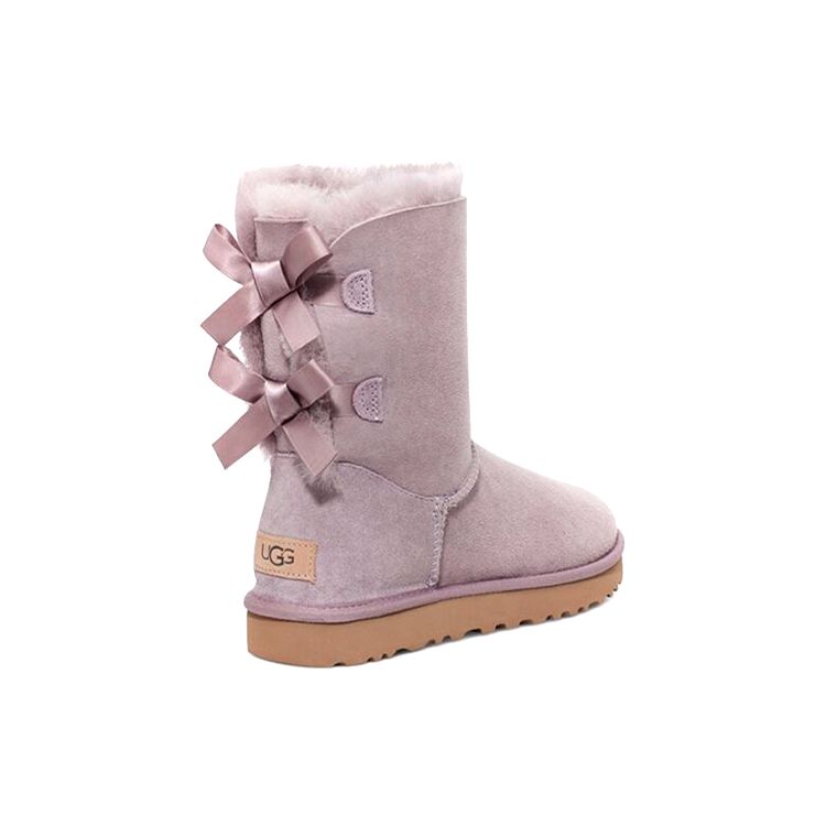 UGG Bailey Bow Ii Warm And Durable Short Mid-Calf Snow Boots Women Boots Pink Purple 1016225-SHAD