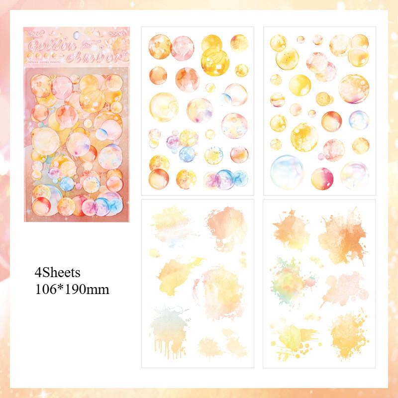 4 Sheets Colorful Bubble Stickers PET Material DIY Scrapbooking Art Collage Stationery Planner Decor Diary Stickers