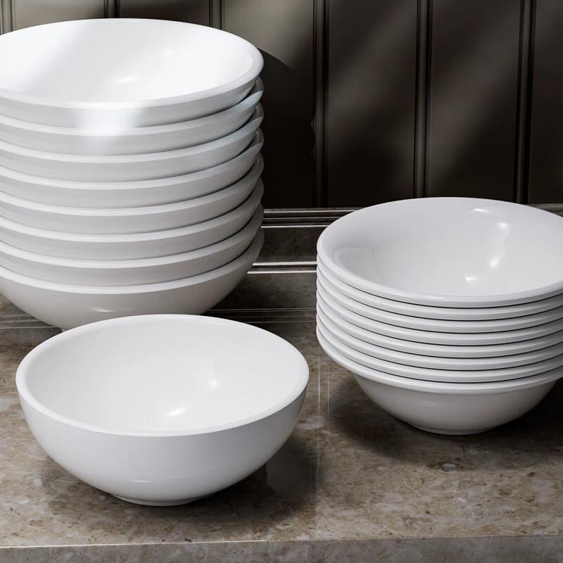 SHALL White Melamine Rice & Soup Bowls