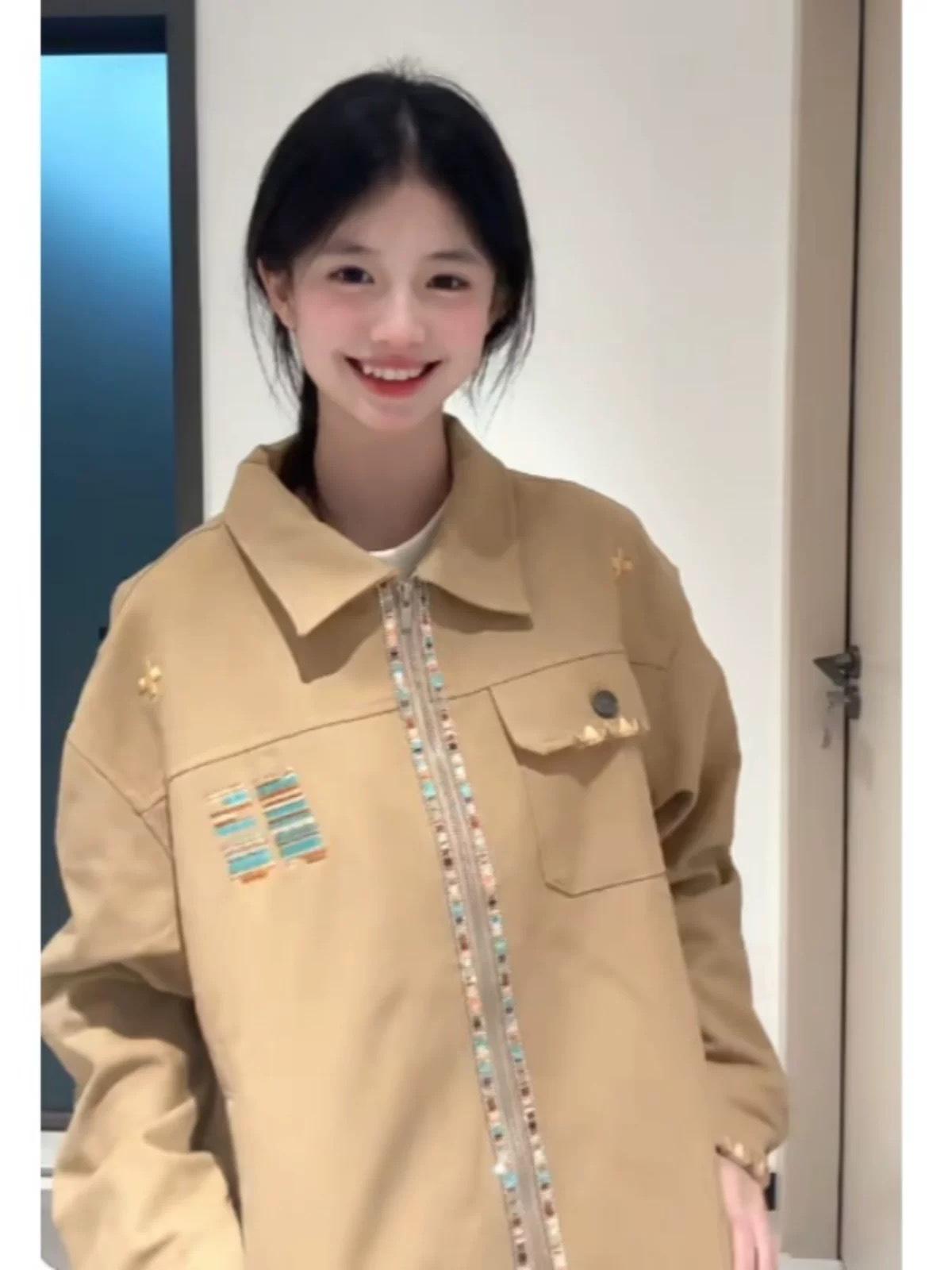 In Stock: Super Flattering Khaki Retro Jacket for Petite Figures 2XL