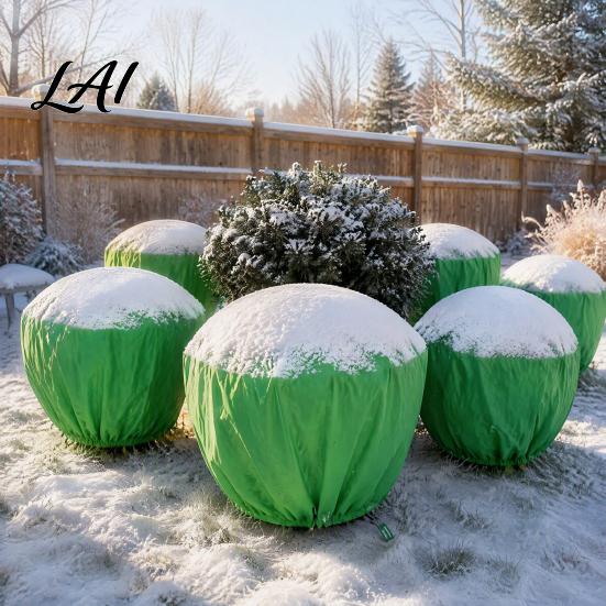 Reusable Non-woven Garden Fabric Plant Winter Protection Cover Frost Cloth with Drawstring Freeze Cold Resistant Yard Cover Bag for Outdoor