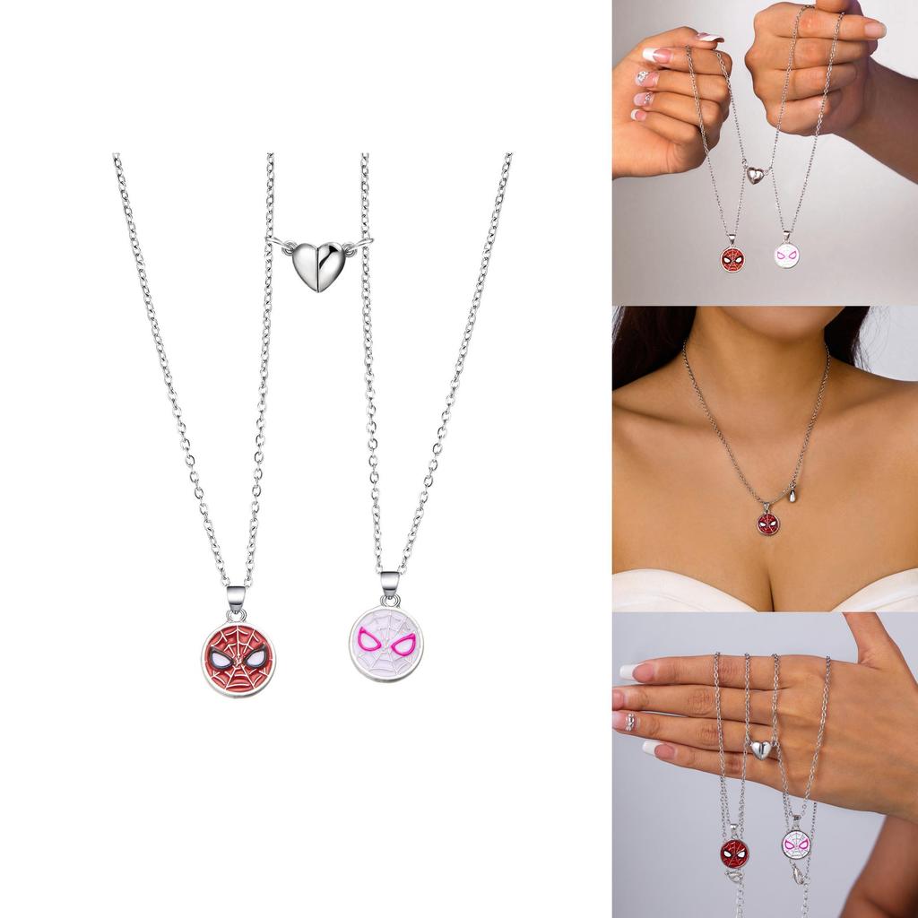 Spiderman Couple Magnetic Necklace With Geometric Pendant For Women