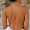 Thin Body Chain Rhinestone Waterdrop Back Chain, Bridal Wedding Backless Dress Backdrop Women Waist Necklace, Adjustable Sexy Jewelry for Tassel