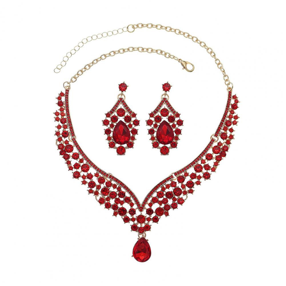 1 Collection Necklace Earrings Collection Rhinestone Necklace Earrings Prom Wedding Party Bride Symmetric Dangle Earrings Formal Occasions Nec