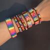 Ethnic Inspired Artificial Colored Stone Weaving Wide Bracelet For Women With Minimalist Design