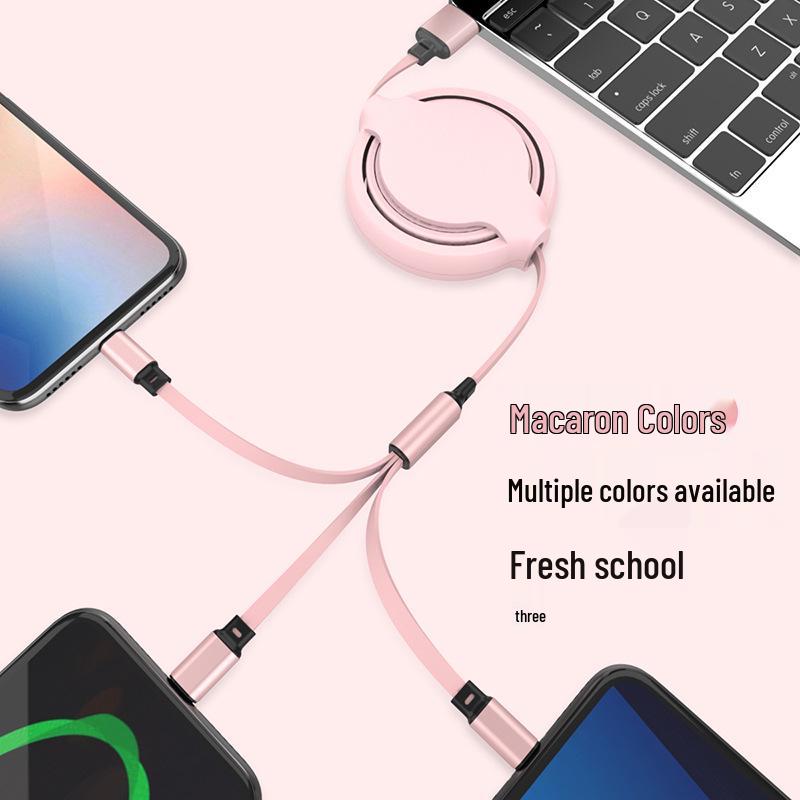 Yuhe Retractable Silicone Fast Charging Cable: One-to-Three for Apple & Huawei with Custom Logo