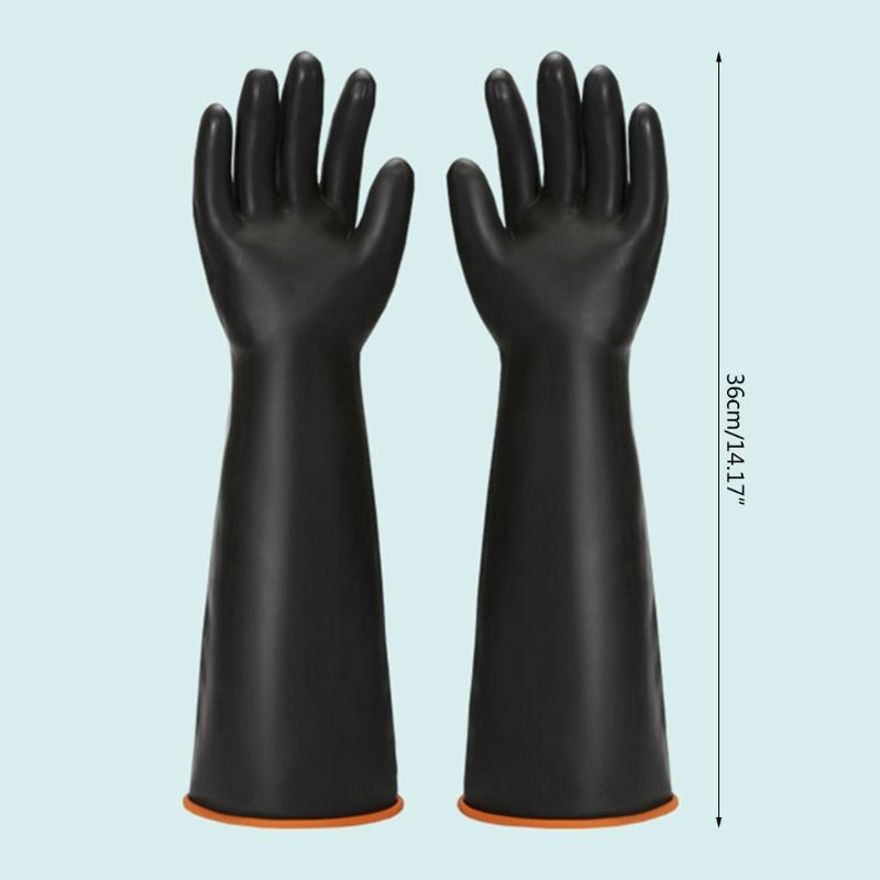 Chemikalienbeständige Gummihandschuhe, wiederverwendbar, strapazierfähig, Sicherheitsarbeitshandschuhe, Schutz vor Säuren und Laugen, rutschfeste Handschuhe, 1 Paar
