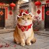 Cartoon Chinese Style Pet Scarf Red Zodiac Horse Design Pet Knitted Hat Adjustable Comfortable New Year Cat Headwear