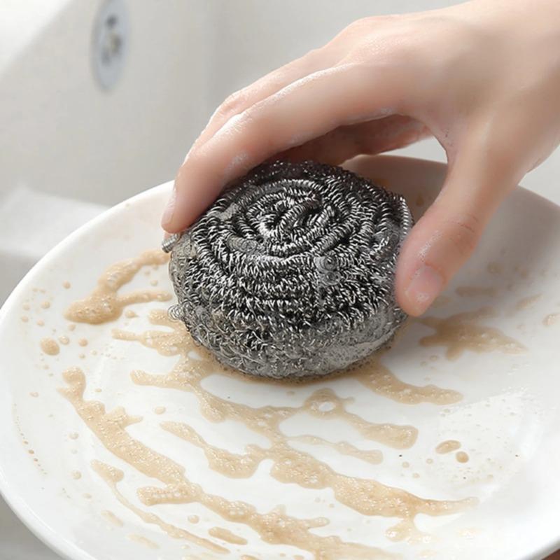 6/18pcs Stainless Steel Scrubber Scouring Pads Cleaning Ball Steel Wool Scrubber for Kitchen Pot Pan Dish Bathroom Cleaning
