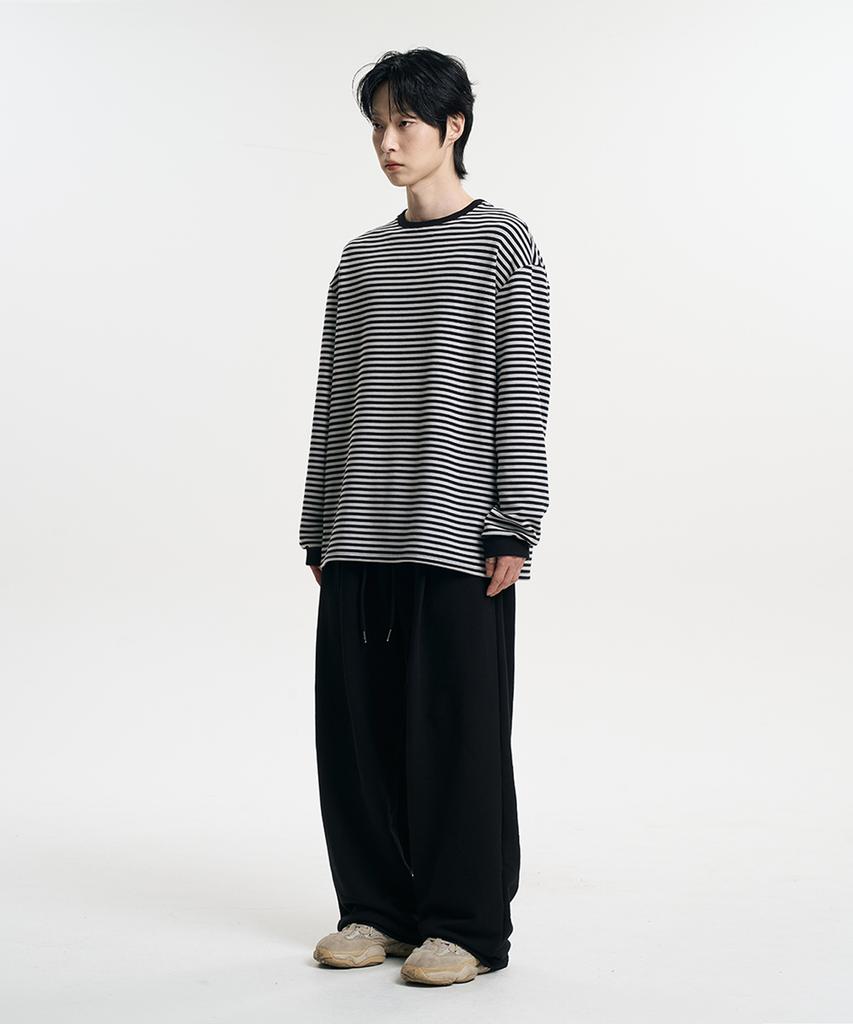 Mubeun Essential One-Pleat Wide Sweatpants Black