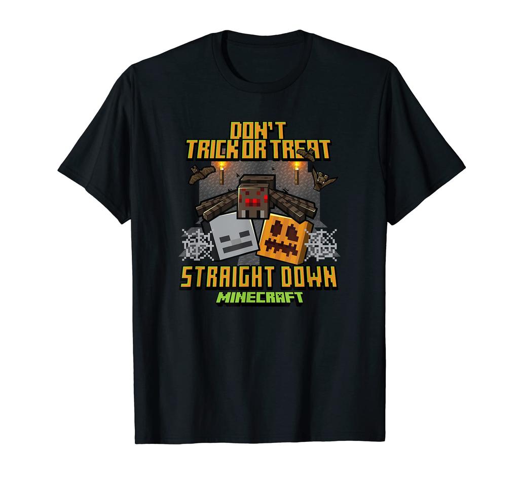 Minecraft Halloween Don't Trick Or Treat Straight Down T-Shirt