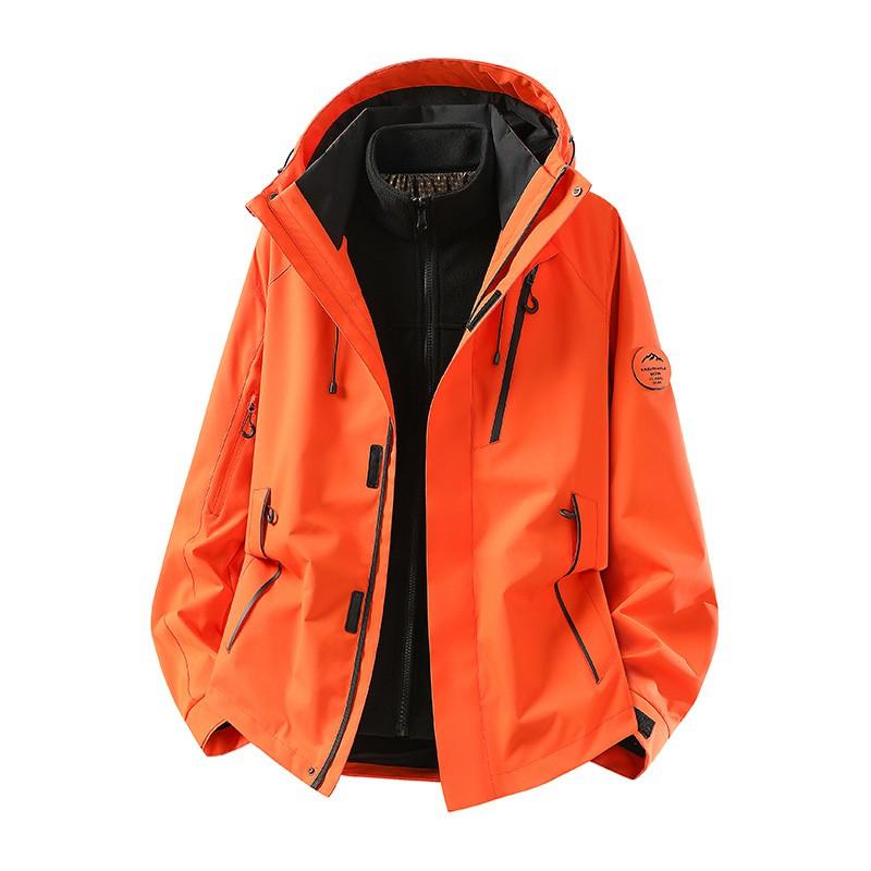 Men Women 3-in-1 Waterproof Windproof Hiking Jacket With Fleece Inner Layer Outdoor Trekking Cycling Mountaineering